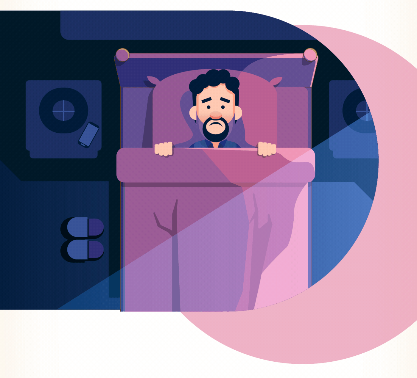 in the series of animated illustrations we see flat simplistic