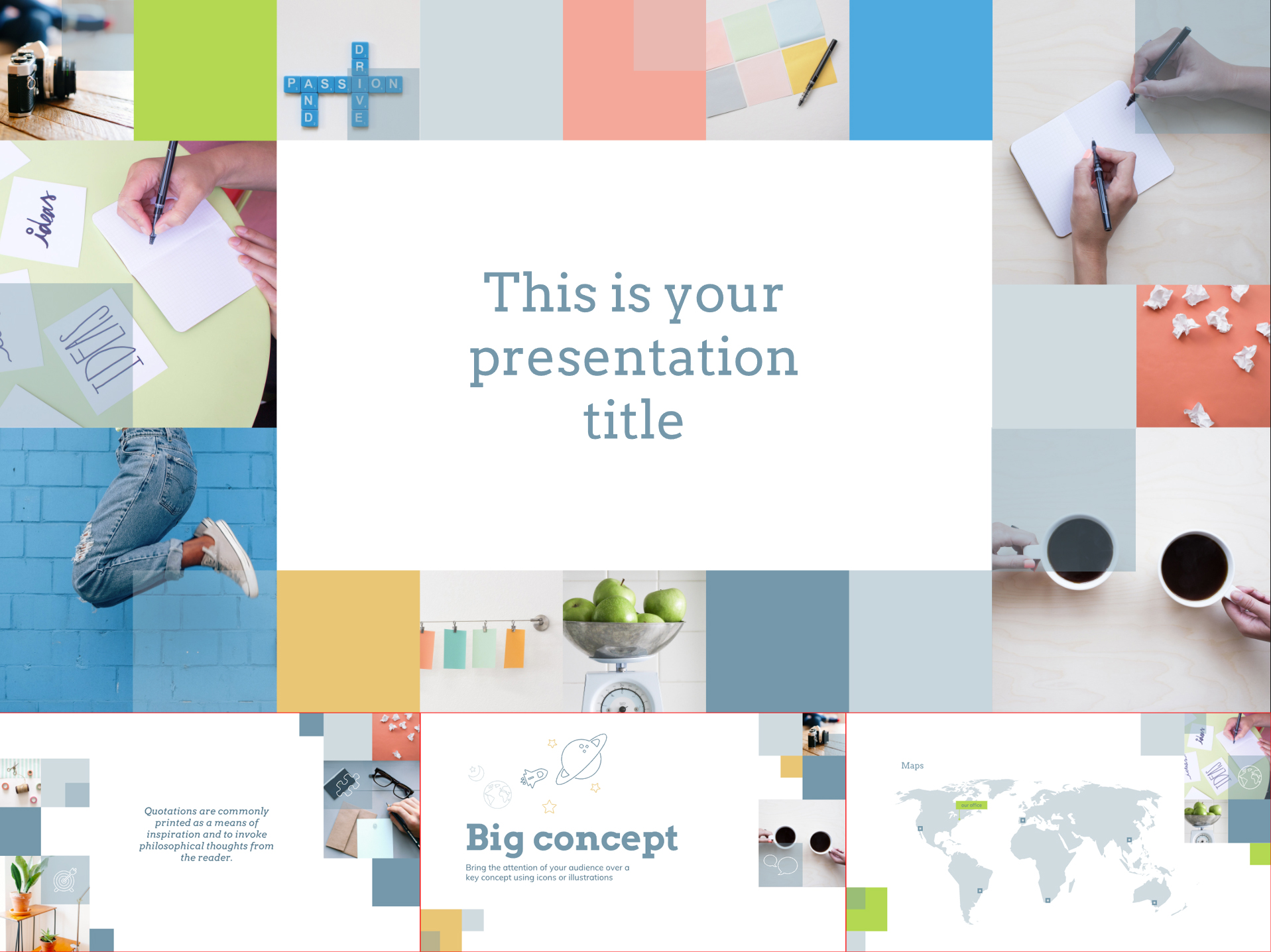 Square Blocks Free Google Slides Template Design