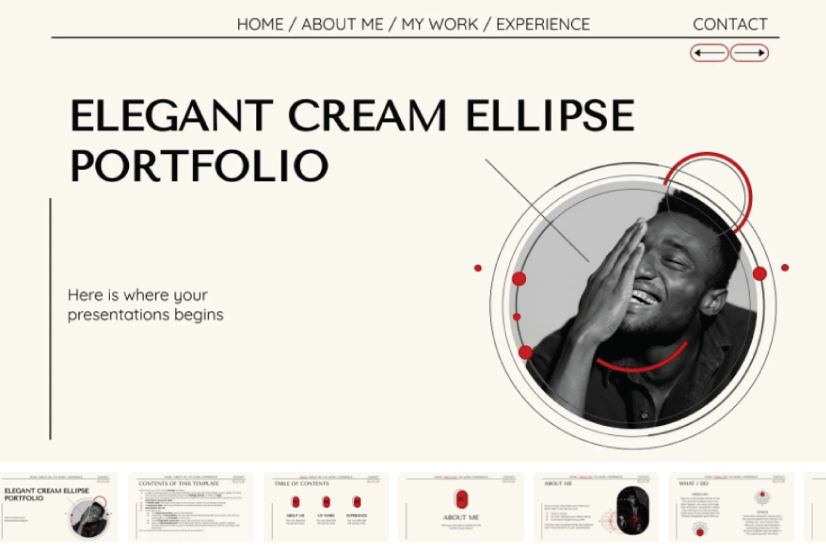 Elegant Cream Ellipse Portfolio