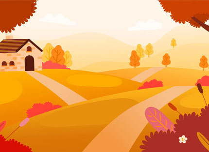 Beautiful Landscape Thanksgiving Autumn Illustration Background