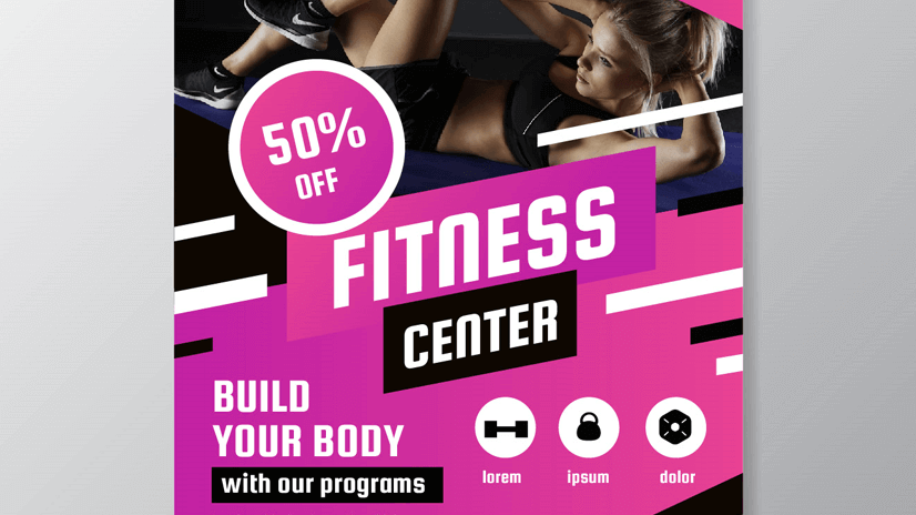 fitness center flyer design free vector