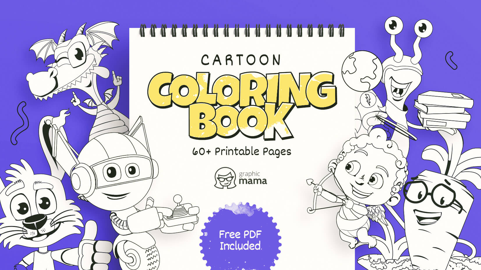 Cartoon Coloring Book: 60+ Free Printable Pages PDF by GraphicMama