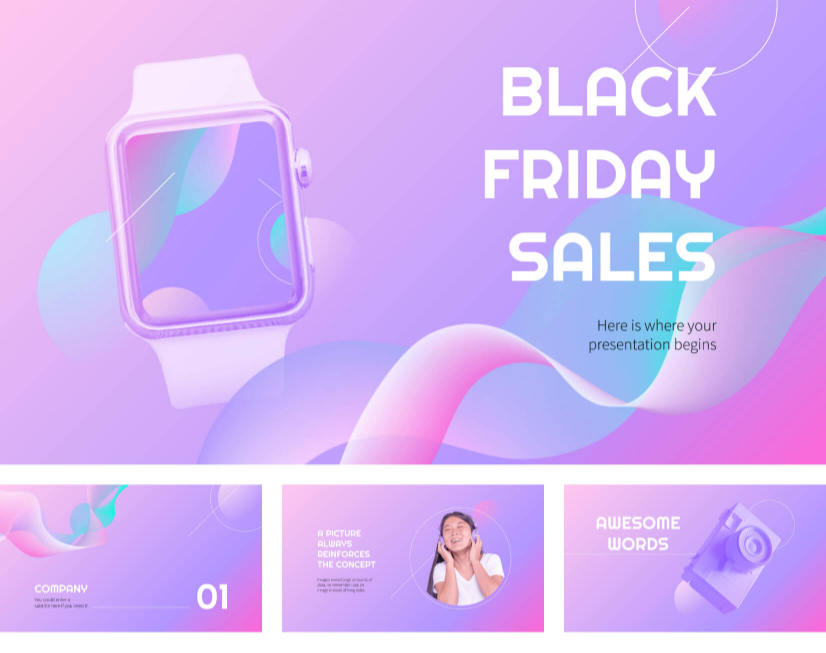 Presentation template for Black friday with modern neon colors