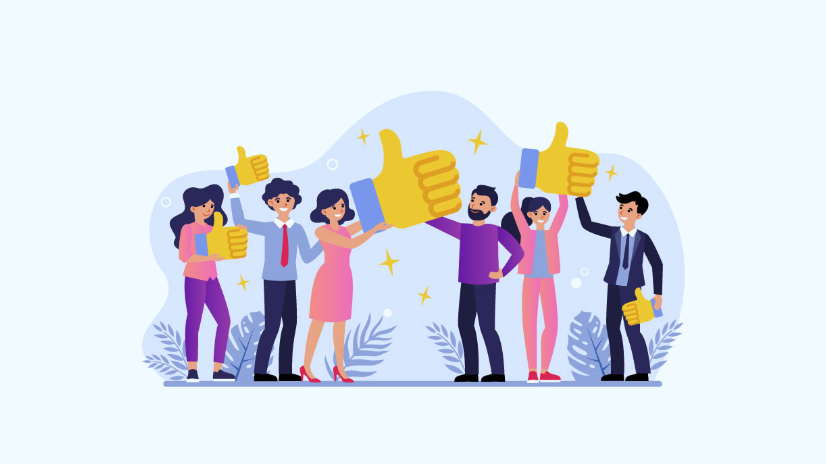 happy people with likes illustrating a great user experience