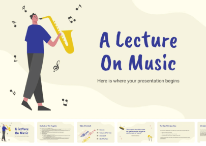 A Lecture on Music free education powerpoint template