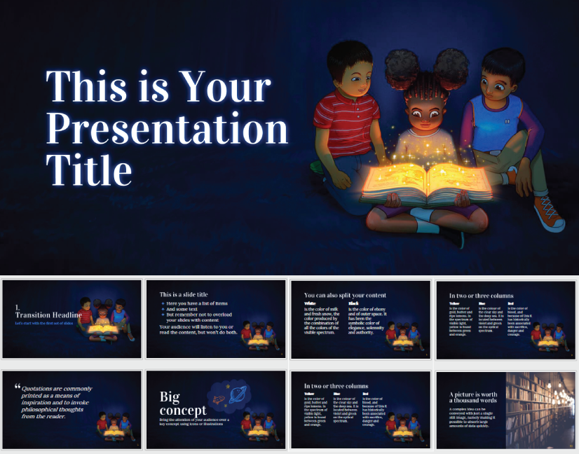 Reading is Magical free education powerpoint template