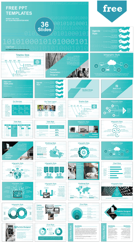 28 Free Technology PowerPoint Templates: Binary Code