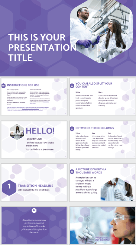 Free Purple Hexagons PowerPoint Template