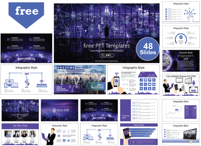 28 Free Technology PowerPoint Templates: IOT Smart City