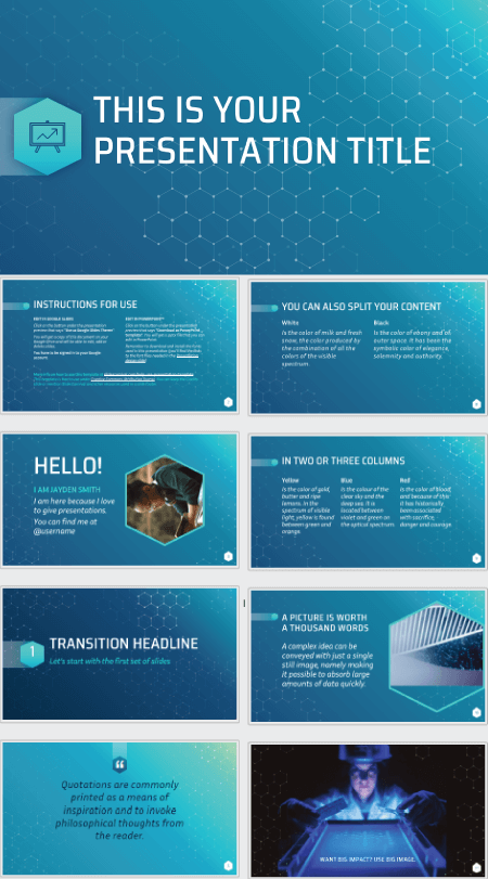 Free Science Hexagons Technology PowerPoint Template