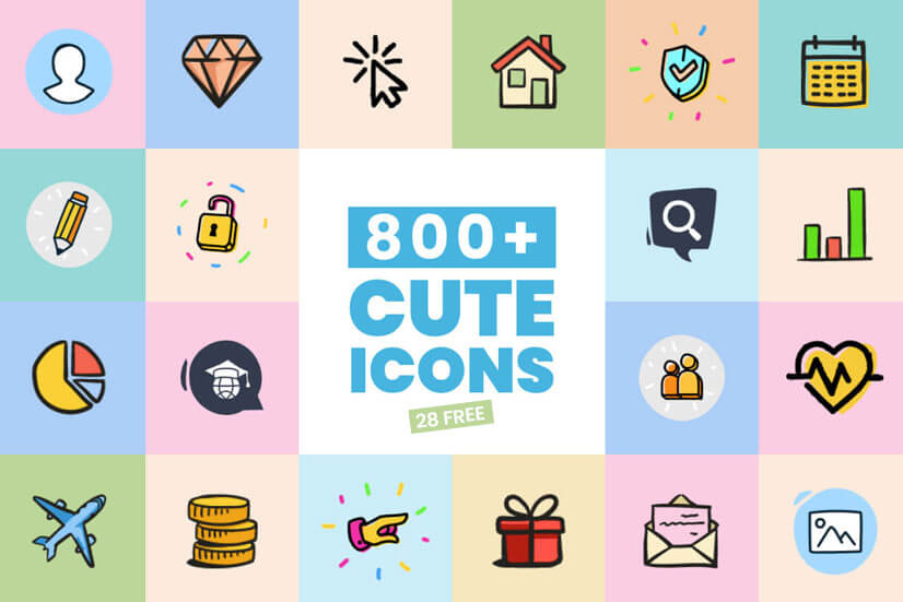 28 Free cute icons set