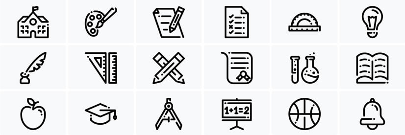 Free Linear School Icons