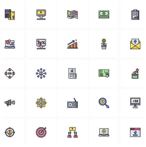 Free Colorful Marketing Icons Pack