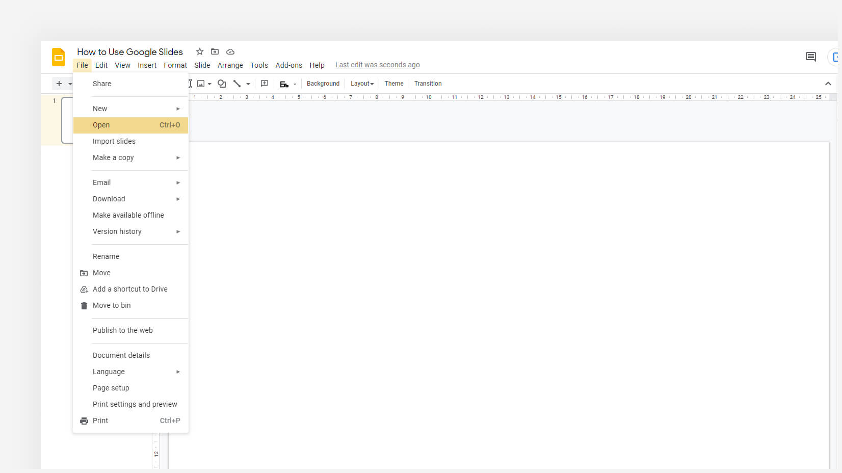 How to open a presentation in Google Slides