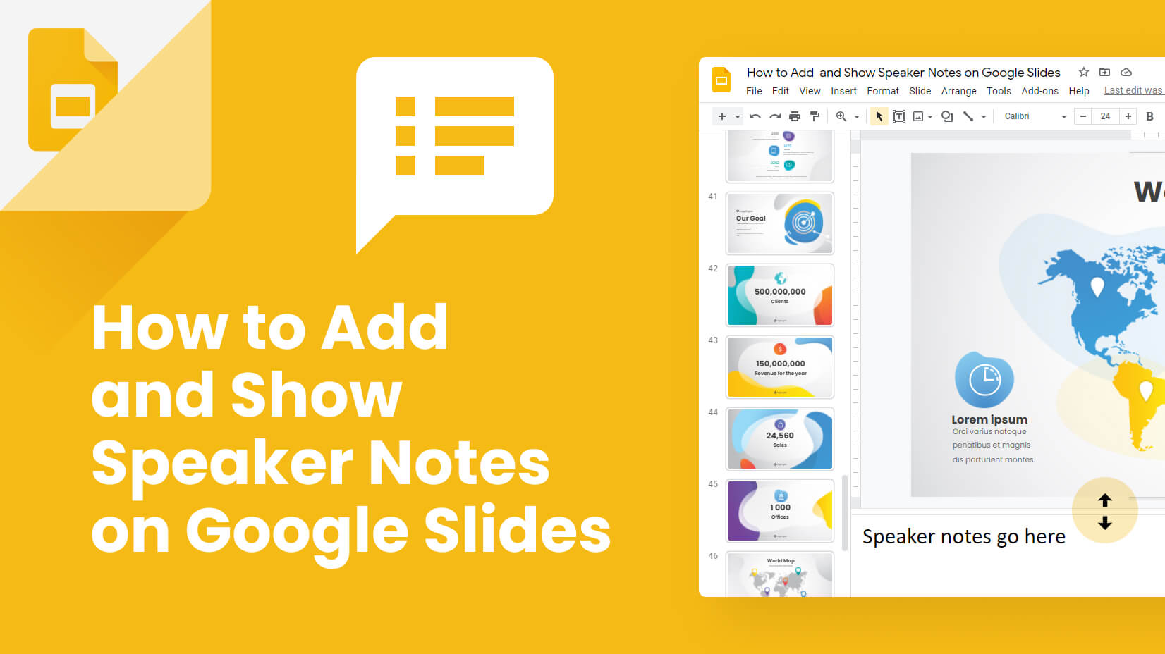 How to add and show speaker notes on Google Slides