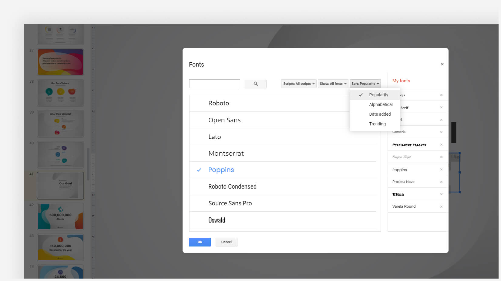 Add fonts to Google Slides from Google Fonts