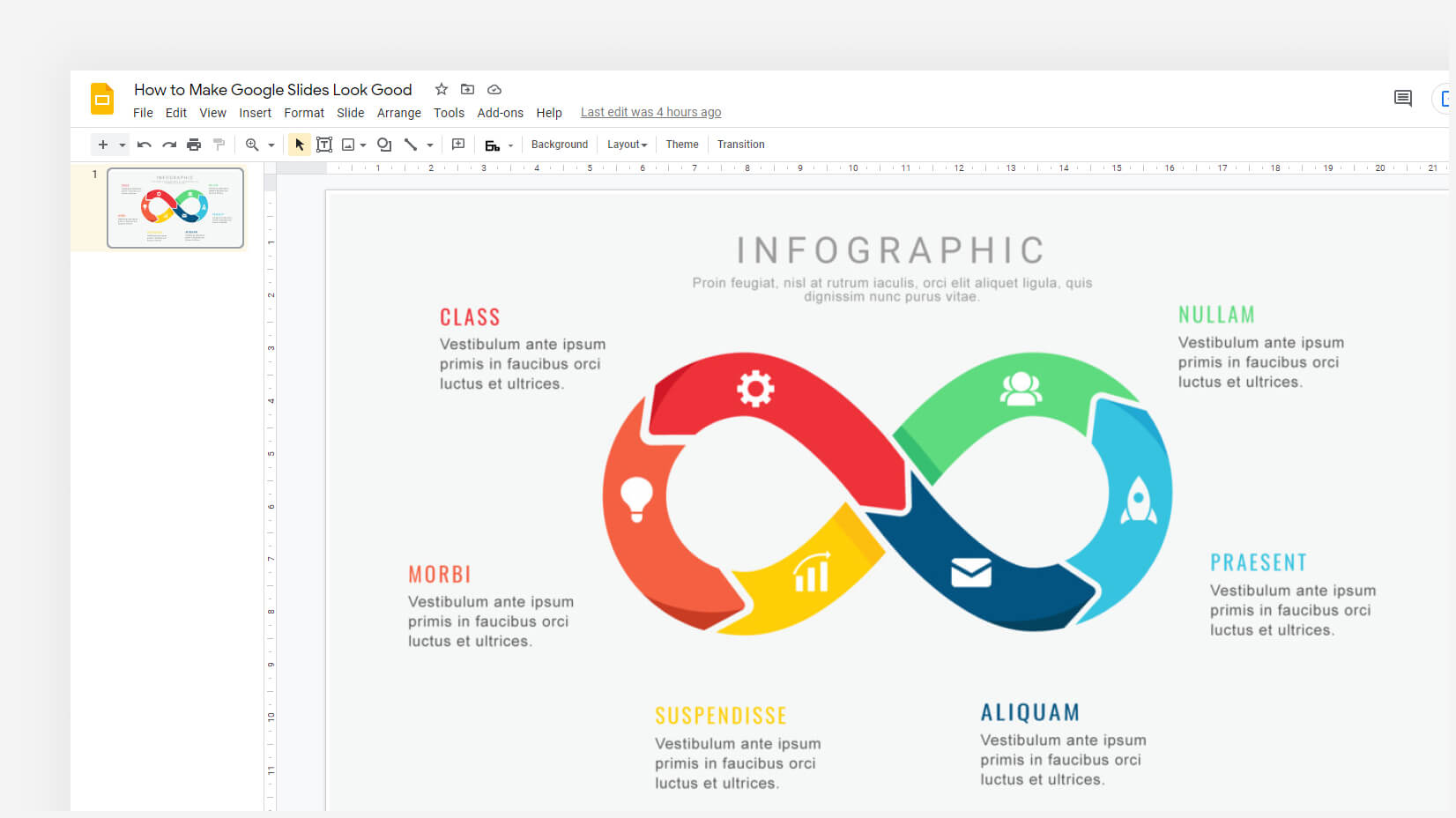 Use infographics and data visualization in Google Slides presentation