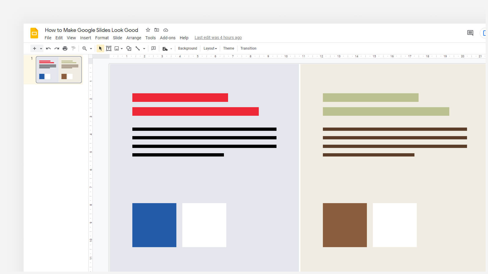 Choose the right colors for Google Slides presentation