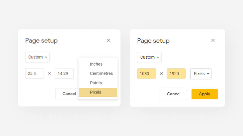 Choosing measures and dimensions in Google Slides