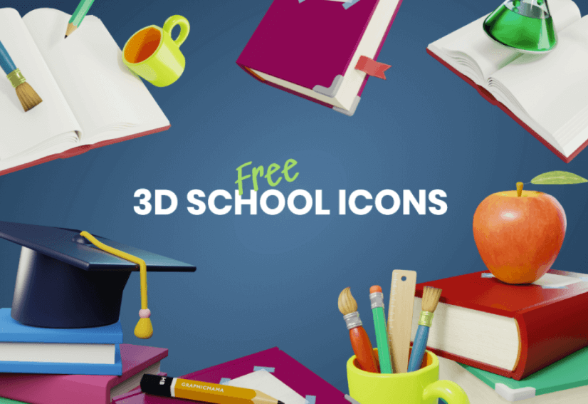 Free 3D School Icons for Presentations