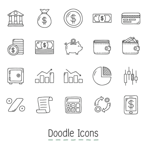 Finance Free Doodle Icons Set