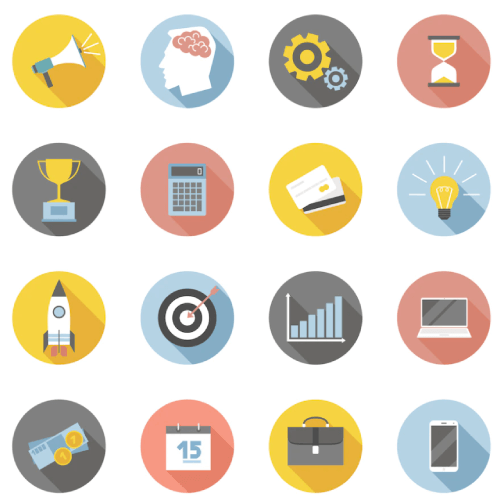 Colorful Flat Style Free Business Presentation Icons