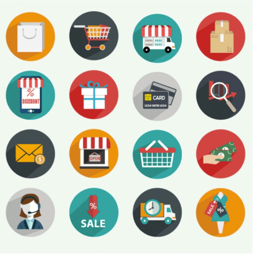 Shopping Marketing eCommerce Free Flat Style Presentation Icons