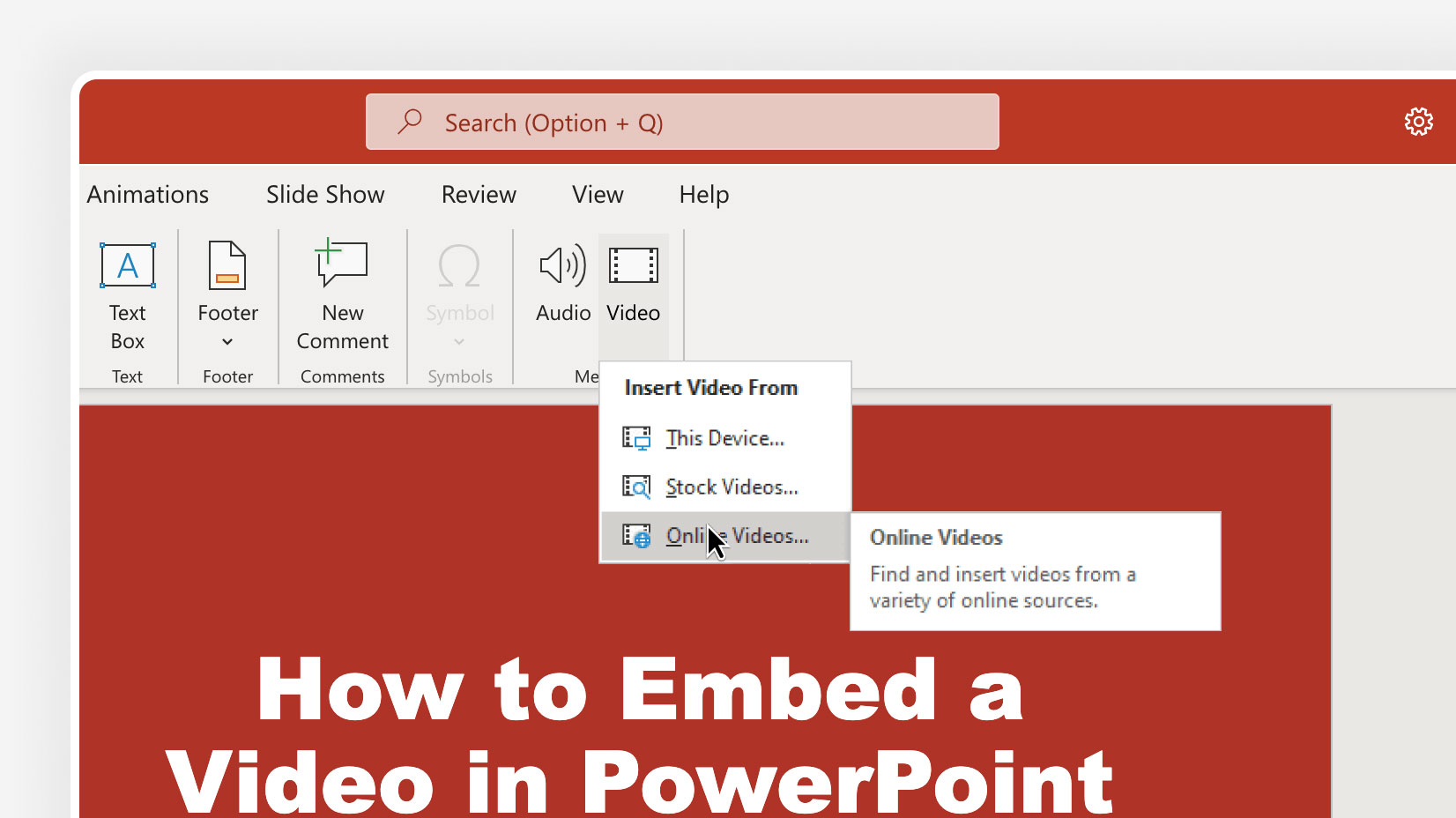 Import video by URL in PowerPoint