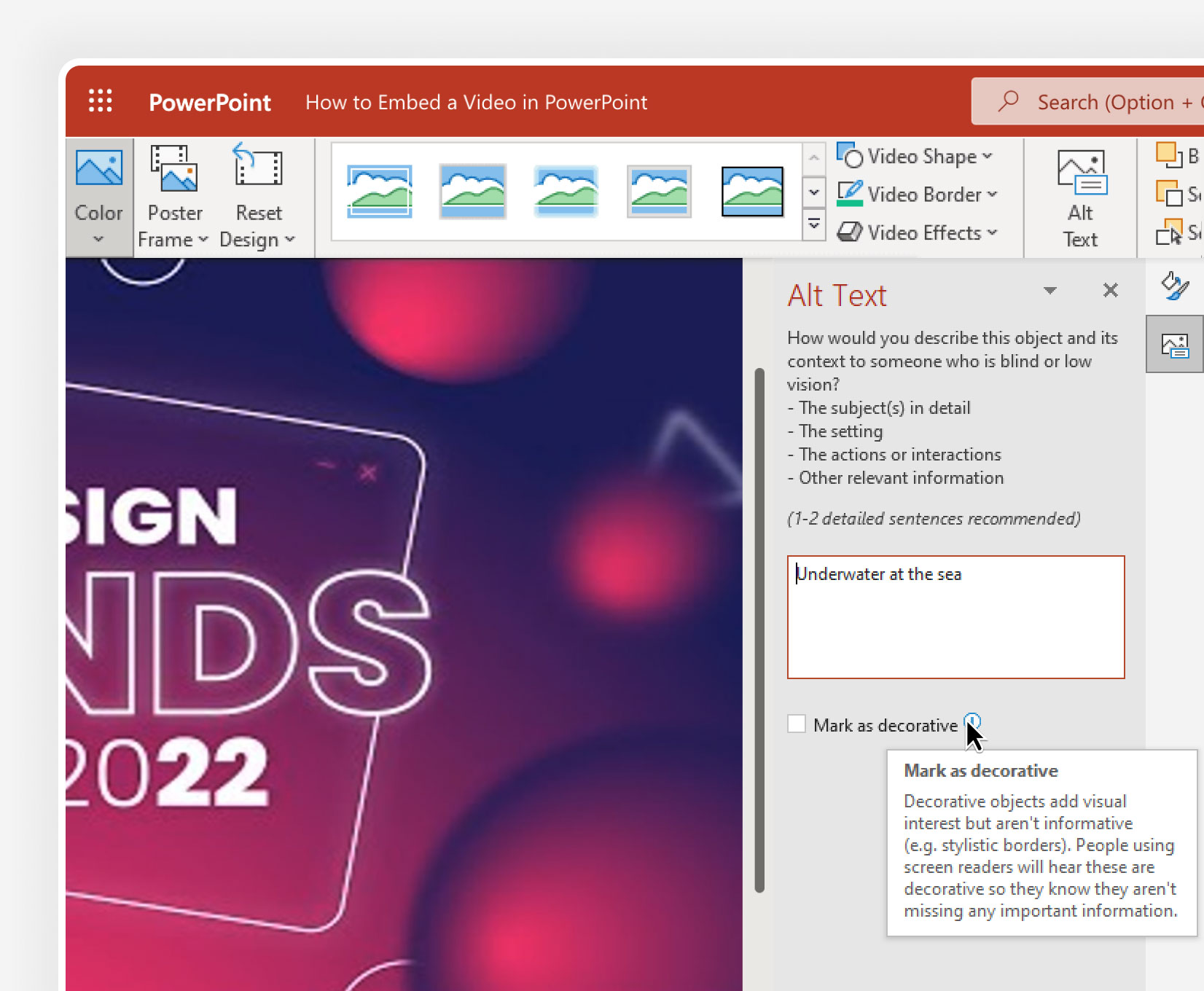 Alt Text field in PowerPoint