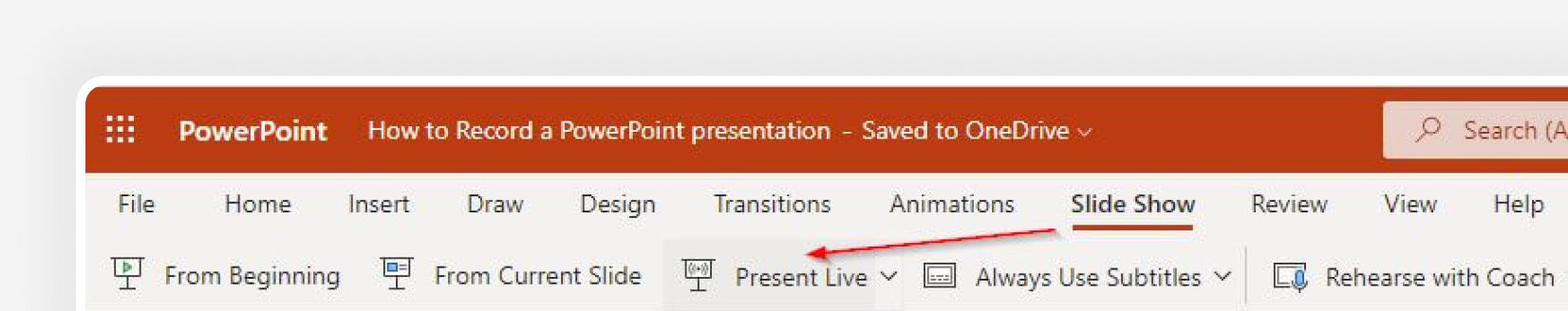 Presenting Live From PowerPoint via OneDrive app