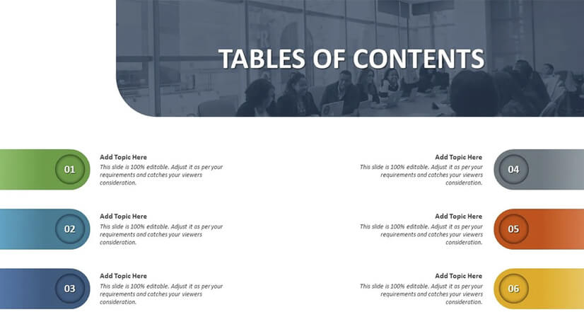 6 Points table of content free template