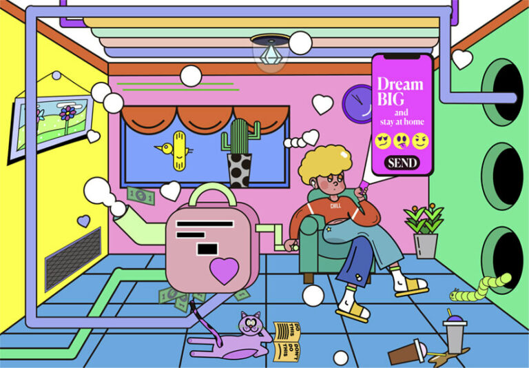 40+ Great Flat Design Examples with Outline Retro 70s Vibes GM Blog