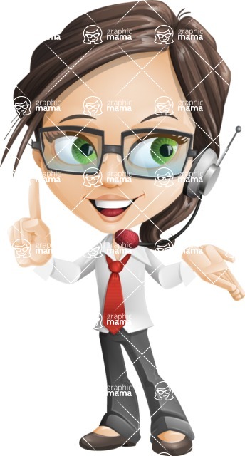 Little Business Girl Cartoon Vector Character - woman vector female cartoon character design - customer support 