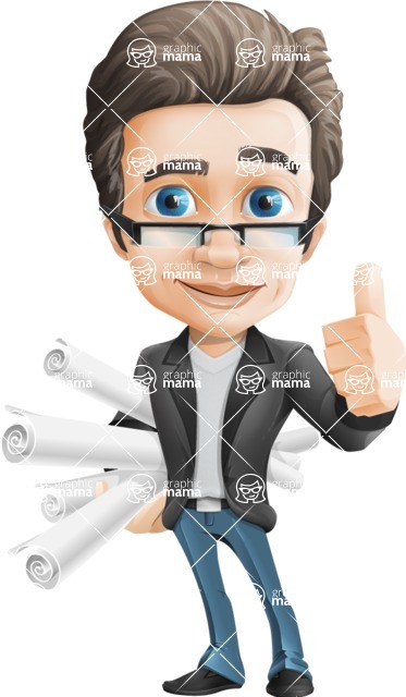 Vector Business Man Cartoon Character Design - Handsome man vector character - project paper tubes