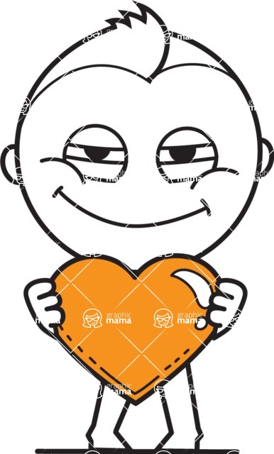 outline vector cartoon character - outline vector character design love