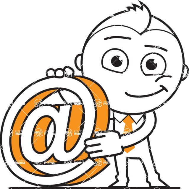 outline vector cartoon character - outline vector male character design email communication