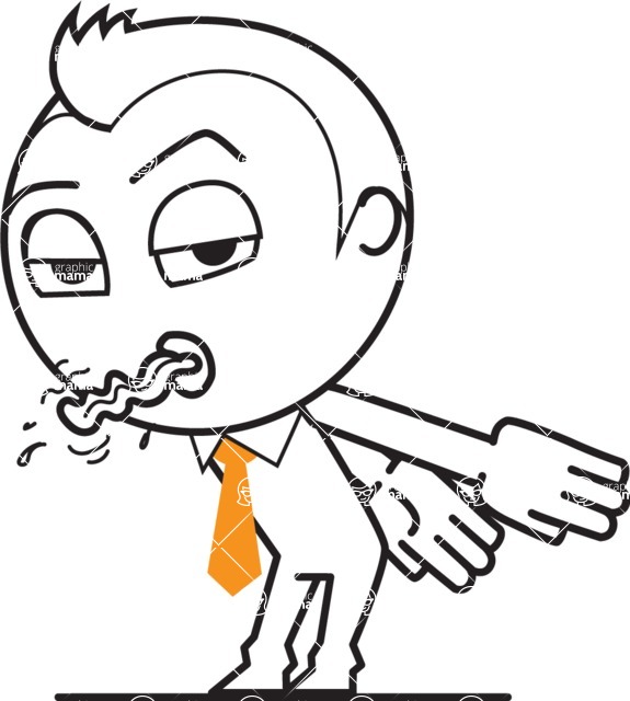 outline vector cartoon character - outline vector character design making face