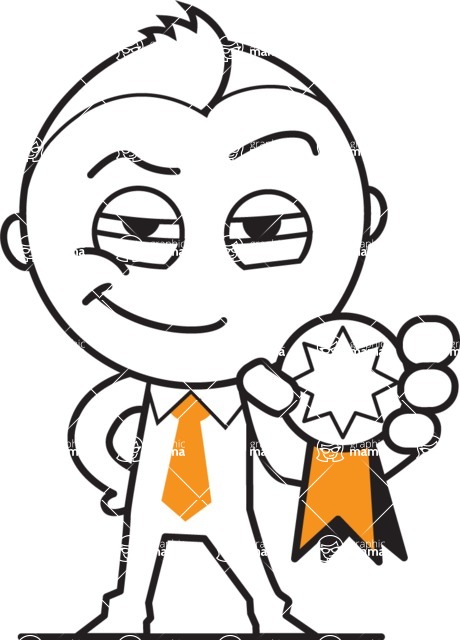 outline vector cartoon character - outline vector character design ribbon superstar award winner