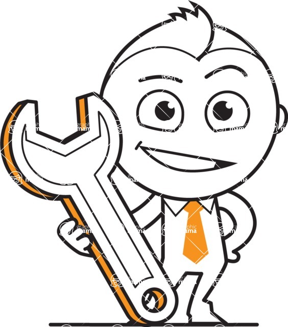 outline vector cartoon character - outline vector male cartoon character design repair mechanic