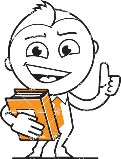 outline vector cartoon character - outline vector male character with a book