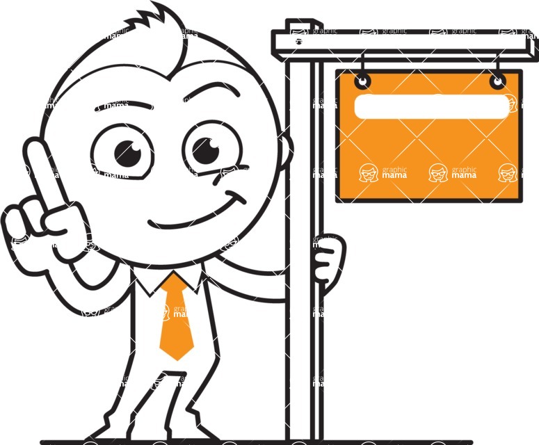 outline vector cartoon character - outline vector male cartoon character - successful salesperson