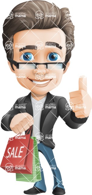 Vector Business Man Cartoon Character Design - Handsome man vector character - Nick - sale