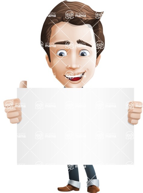 Vector Working Man Cartoon Character in 112 Poses - male vector character casually dressed, smart - present whiteboard 
