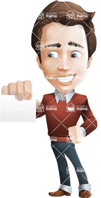 Vector Working Man Cartoon Character in 112 Poses - male vector character casually dressed, smart and diligent graphic - show correspondence