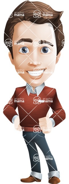 Vector Working Man Cartoon Character in 112 Poses - male vector character casually dressed, smart and diligent - Sam 