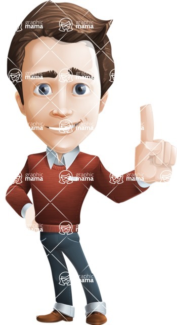 Vector Working Man Cartoon Character in 112 Poses - male vector character casually dressed attention point
