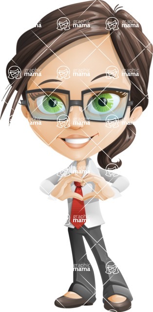 Little Business Girl Cartoon Vector Character - woman vector female cartoon character design - showing love
