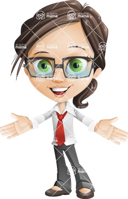 Little Business Girl Cartoon Vector Character - woman vector female cartoon character design - hello 