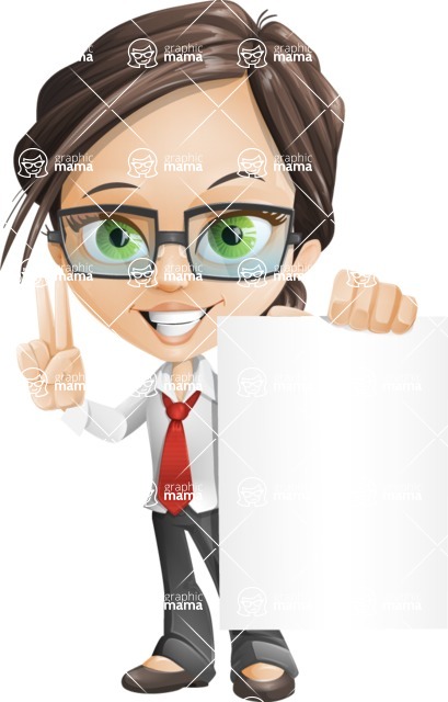 Little Business Girl Cartoon Vector Character - woman vector female cartoon character design - message notice board poster