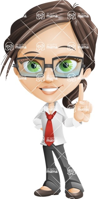 Little Business Girl Cartoon Vector Character - woman vector female cartoon character design - attention audence